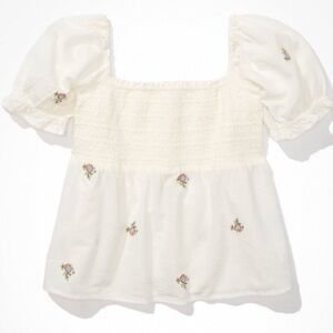 American Eagle Square Neck Smocked Baby Doll Blouse | Barely Worn, Like New | XL